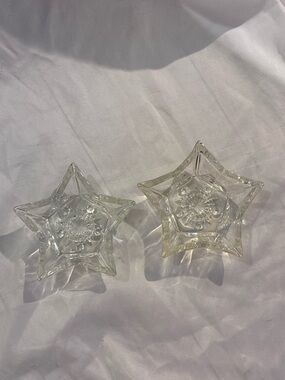 Vintage Hazel Atlas Glass Star Candle Holders